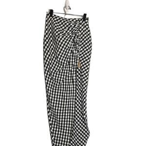 Rumer Black & White Checked Plaid High Front Slit Bisou Maxi Skirt Women Sz S